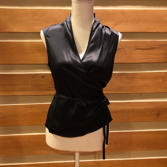 Moda International Tops - Vintage Moda International Black Silk Wrap Top